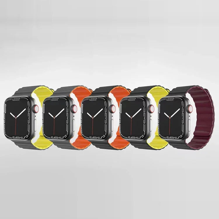 Mutural Moran Series Liquid Silicone Magnetic Strap Watchband For Apple Watch Series, 7 41mm / 6&SE&5&4 40mm / 3&2&1 38mm, 7 45mm / 6&SE&5&4 44mm / 3&2&1 42mm