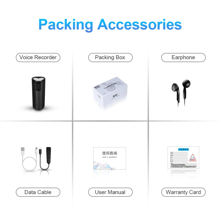 مسجل صوت ذكي عالي الدقة مع تقليل الضوضاء وتحكم صوتي عن بعد Q51، 4GB، 8GB، 16GB