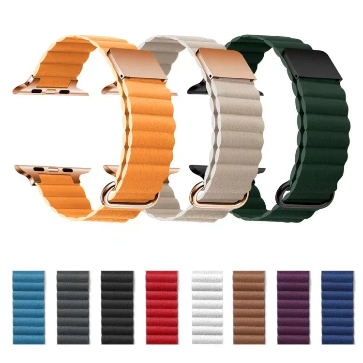 سوار ساعة من الجلد المغناطيسي لسلسلة Apple Watch، 7 بقياس 41مم / 6&SE&5&4 بقياس 40مم / 3&2&1 بقياس 38مم، 7 بقياس 45مم / 6&SE&5&4 بقياس 44مم / 3&2&1 بقياس 42مم