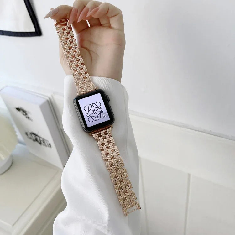 سوار ساعة من الفولاذ المقاوم للصدأ بخطوط خمسة باهت لسلسلة Apple Watch، 7 بقياس 41مم / 6&SE&5&4 بقياس 40مم / 3&2&1 بقياس 38مم، 7 بقياس 45مم / 6&SE&5&4 بقياس 44مم / 3&2&1 بقياس 42مم
