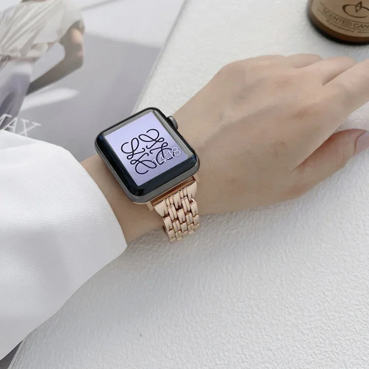 سوار ساعة من الفولاذ المقاوم للصدأ بخطوط خمسة باهت لسلسلة Apple Watch، 7 بقياس 41مم / 6&SE&5&4 بقياس 40مم / 3&2&1 بقياس 38مم، 7 بقياس 45مم / 6&SE&5&4 بقياس 44مم / 3&2&1 بقياس 42مم