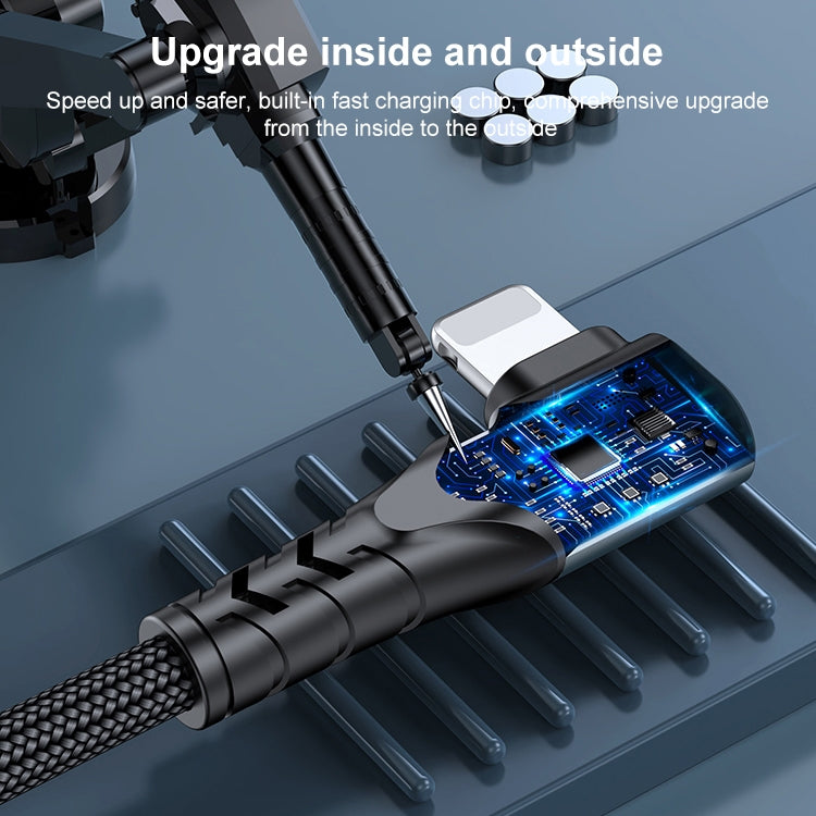 كابل بيانات هاتف محمول 6A PD 20W USB-C / Type-C إلى 8 Pin زاوية، 1م، 2م