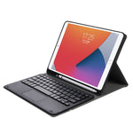 غطاء جلد بلوحة مفاتيح بلوتوث بمفاتيح مربعة بنسيج جلد الحمل مع تحكم باللمس لأجهزة iPad، لأجهزة iPad 9.7 2018 و2017 / Pro 9.7 بوصة / Air 2، ولأجهزة iPad Pro 10.5 بوصة / 10.2 2021 و2020 و2019 / Air 3 طراز A07B-A
