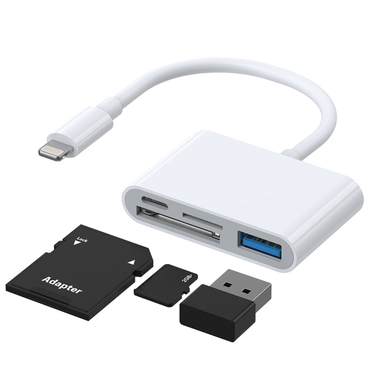 محول قارئ كاميرا JOYROOM S-H142 4 في 1 من 8 Pin إلى بطاقة SD / TF + شحن 8 Pin + واجهة USB OTG