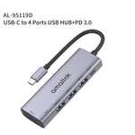 محطة إرساء متعددة الوظائف amalink 95119D من نوع-C / USB-C إلى 4 منافذ USB + PD 3.0، 95119D