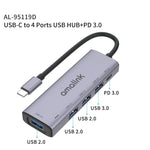 محطة إرساء متعددة الوظائف amalink 95119D من نوع-C / USB-C إلى 4 منافذ USB + PD 3.0، 95119D
