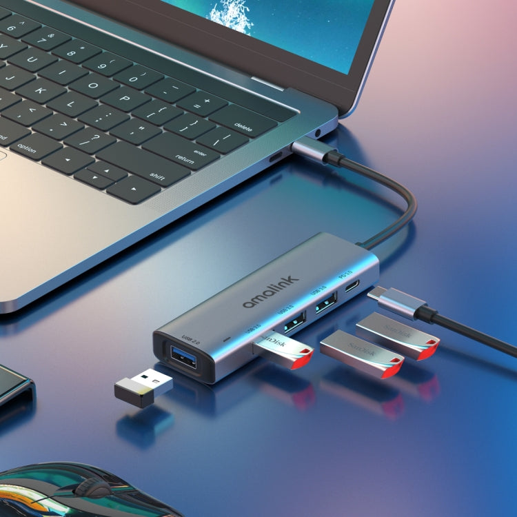 محطة إرساء متعددة الوظائف amalink 95119D من نوع-C / USB-C إلى 4 منافذ USB + PD 3.0، 95119D