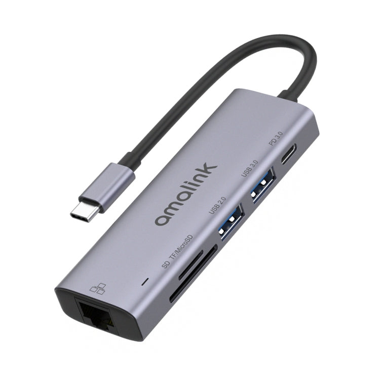 موزع متعدد الوظائف amalink 95122D من نوع-C / USB-C إلى RJ45 + 2 منافذ USB + PD 3.0، 95122D