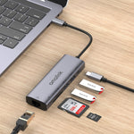موزع متعدد الوظائف amalink 95122D من نوع-C / USB-C إلى RJ45 + 2 منافذ USB + PD 3.0، 95122D