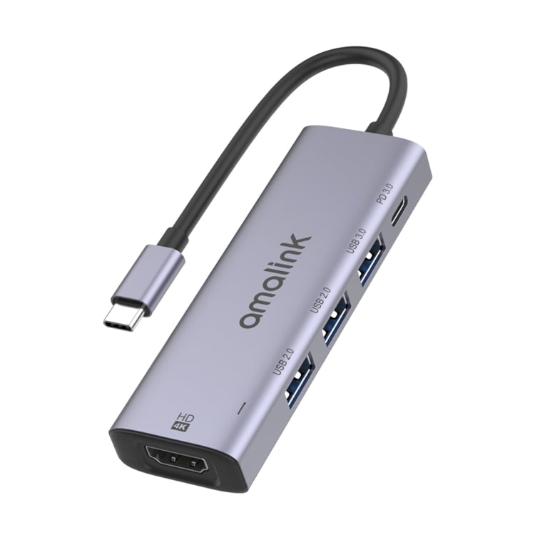 موزع متعدد الوظائف amalink 95123D من نوع-C / USB-C إلى HDMI + 3 منافذ USB + PD 3.0، 95123D