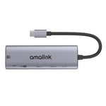 موزع متعدد الوظائف amalink 95126 من نوع-C / USB-C إلى HDMI مزدوج + 2 منافذ USB + PD 3.0، 95126