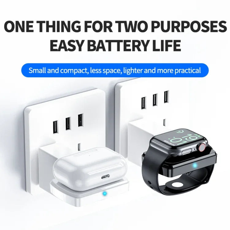 شاحن لاسلكي مزدوج الجوانب لسماعات الأذن وساعة اليد بمنفذ Type-C طراز JJT-997 لـ AirPods و iWatch