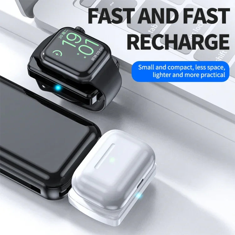 شاحن لاسلكي مزدوج الجوانب لسماعات الأذن وساعة اليد بمنفذ Type-C طراز JJT-997 لـ AirPods و iWatch