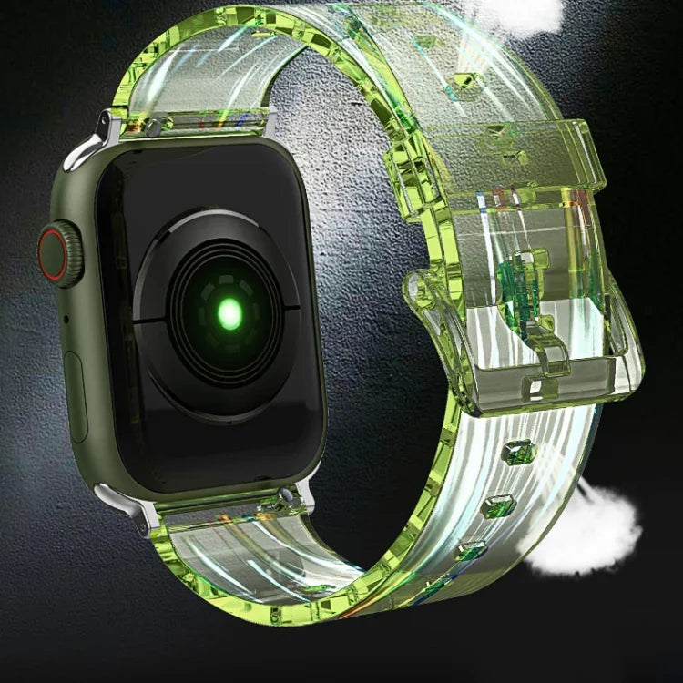 سوار ساعة سيليكون شفاف ملون لسلسلة Apple Watch، 7 بقياس 45مم / 6 & SE & 5 & 4 بقياس 44مم / 3 & 2 & 1 بقياس 42مم، 7 بقياس 41مم / 6 & SE & 5 & 4 بقياس 40مم / 3 & 2 & 1 بقياس 38مم