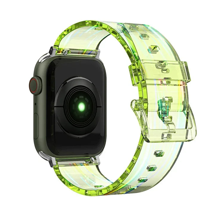 سوار ساعة سيليكون شفاف ملون لسلسلة Apple Watch، 7 بقياس 45مم / 6 & SE & 5 & 4 بقياس 44مم / 3 & 2 & 1 بقياس 42مم، 7 بقياس 41مم / 6 & SE & 5 & 4 بقياس 40مم / 3 & 2 & 1 بقياس 38مم