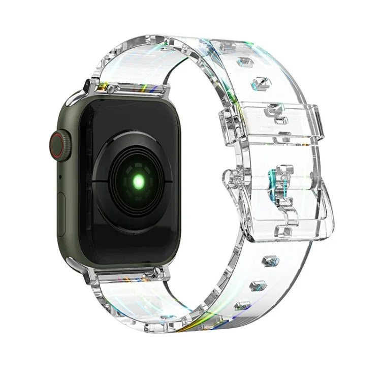 سوار ساعة سيليكون شفاف ملون لسلسلة Apple Watch، 7 بقياس 45مم / 6 & SE & 5 & 4 بقياس 44مم / 3 & 2 & 1 بقياس 42مم، 7 بقياس 41مم / 6 & SE & 5 & 4 بقياس 40مم / 3 & 2 & 1 بقياس 38مم