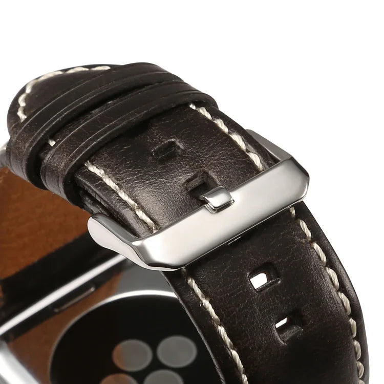 سوار ساعة من جلد البقر الرجعي المشمع، لسلسلة Apple Watch، لسلسلة Apple Watch 5