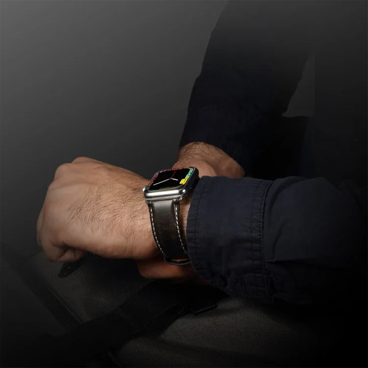 سوار ساعة من جلد البقر الرجعي المشمع، لسلسلة Apple Watch، لسلسلة Apple Watch 5