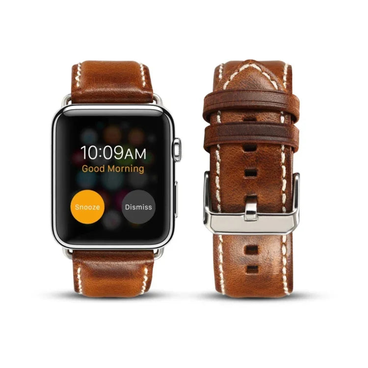 سوار ساعة من جلد البقر الرجعي المشمع، لسلسلة Apple Watch، لسلسلة Apple Watch 5
