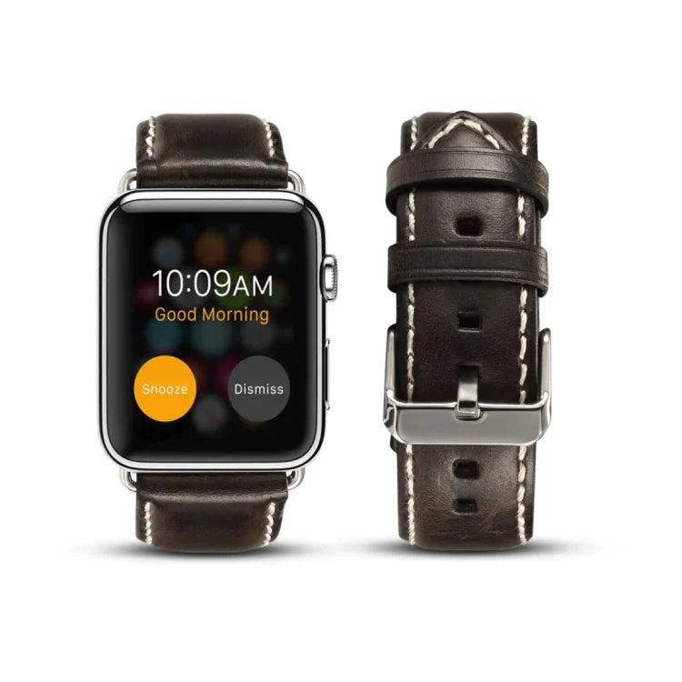 سوار ساعة من جلد البقر الرجعي المشمع، لسلسلة Apple Watch، لسلسلة Apple Watch 5