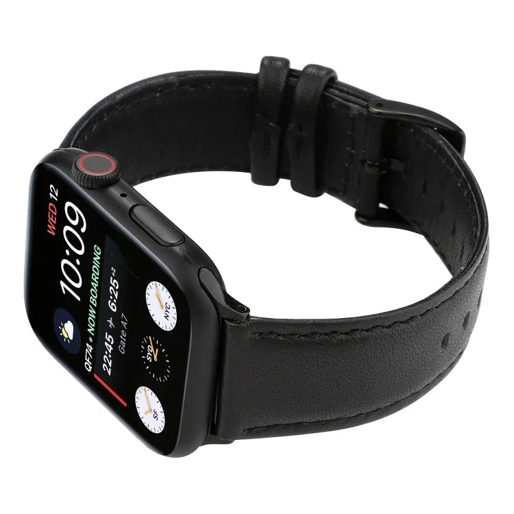 سوار ساعة من جلد طبيعي بنقشة حصان مجنون مشمع، لسلسلة Apple Watch، لسلسلة Apple Watch 5