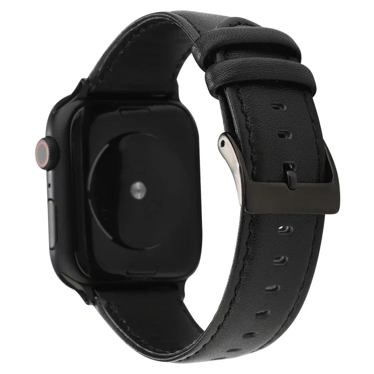 سوار ساعة من جلد طبيعي بنقشة حصان مجنون مشمع، لسلسلة Apple Watch، لسلسلة Apple Watch 5