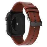 سوار ساعة من جلد طبيعي بنقشة حصان مجنون مشمع، لسلسلة Apple Watch، لسلسلة Apple Watch 5