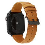 سوار ساعة من جلد طبيعي بنقشة حصان مجنون مشمع، لسلسلة Apple Watch، لسلسلة Apple Watch 5
