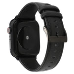 سوار ساعة من جلد طبيعي بنقشة حصان مجنون مشمع، لسلسلة Apple Watch، لسلسلة Apple Watch 5