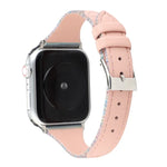 سوار ساعة من جلد طبيعي مخيط بخطوط، لسلسلة Apple Watch، لسلسلة Apple Watch 5