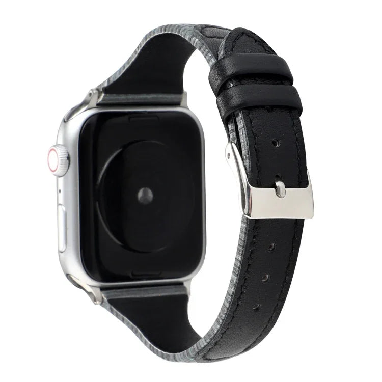 سوار ساعة من جلد طبيعي مخيط بخطوط، لسلسلة Apple Watch، لسلسلة Apple Watch 5