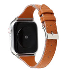 سوار ساعة من جلد طبيعي مخيط بخطوط، لسلسلة Apple Watch، لسلسلة Apple Watch 5