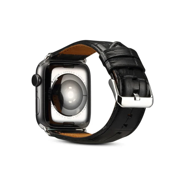 سوار ساعة بنقشة جلد التمساح من جلد البقر، لسلسلة Apple Watch، لسلسلة Apple Watch 5