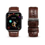 سوار ساعة بنقشة جلد التمساح من جلد البقر، لسلسلة Apple Watch، لسلسلة Apple Watch 5