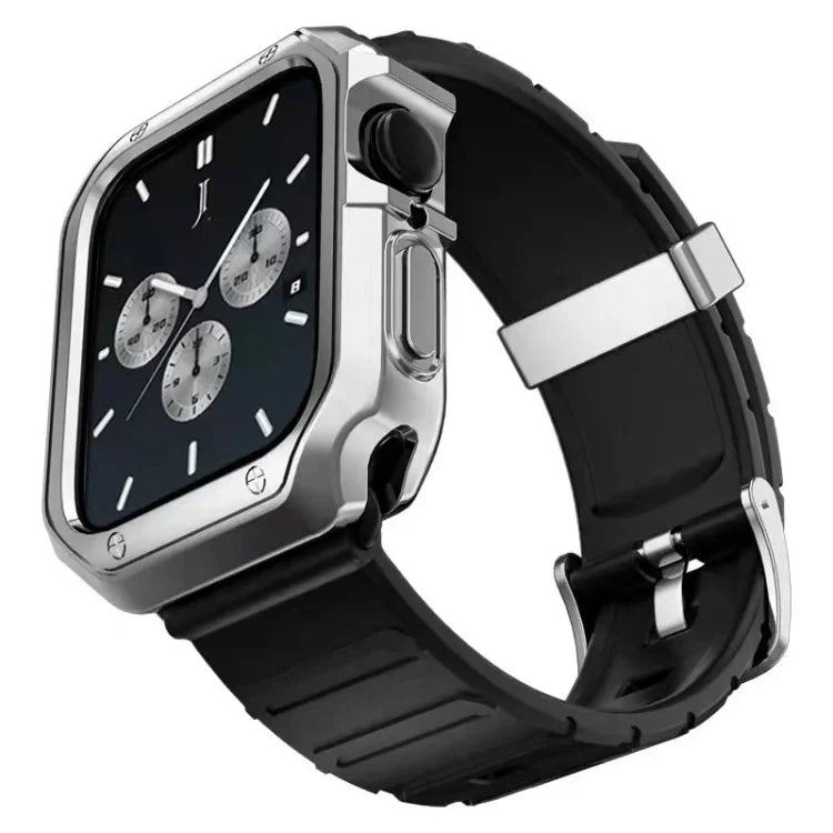 طقم سوار ساعة سيليكون + غطاء ساعة، لسلسلة Apple Watch 9 / 8 / 7 بقياس 41مم، لسلسلة Apple Watch 9 / 8 / 7 بقياس 45مم
