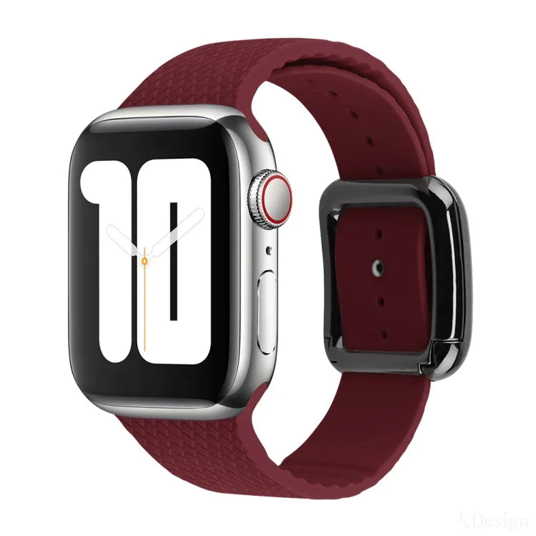 سوار ساعة سيليكون بإبزيم أسود لسلسلة Apple Watch، 7 بقياس 45مم / 6&SE&5&4 بقياس 44مم / 3&2&1 بقياس 42مم