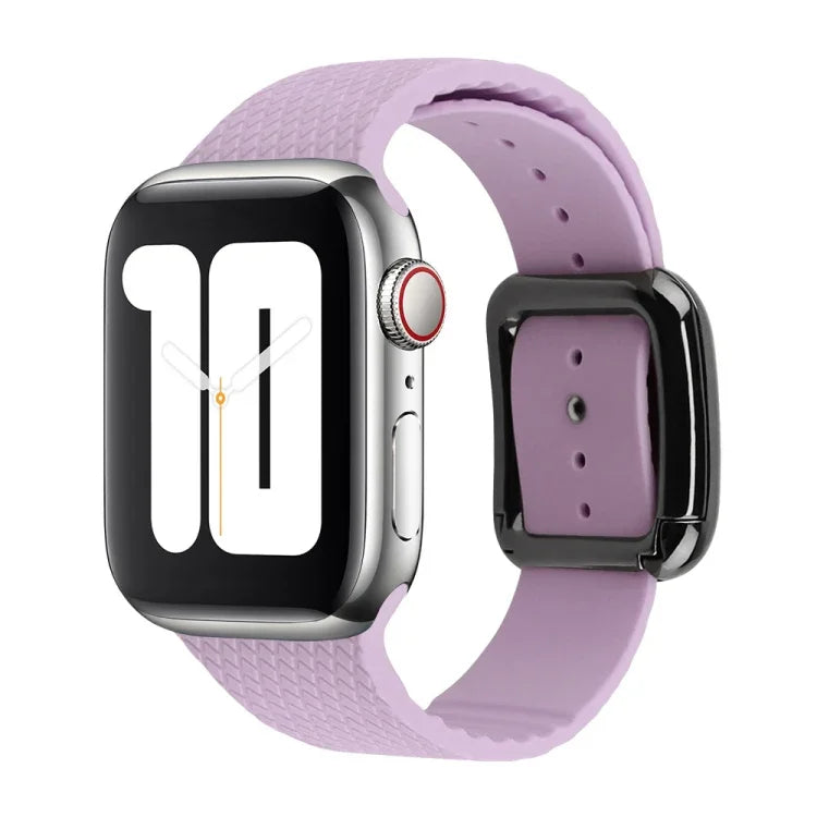 سوار ساعة سيليكون بإبزيم أسود لسلسلة Apple Watch، 7 بقياس 45مم / 6&SE&5&4 بقياس 44مم / 3&2&1 بقياس 42مم