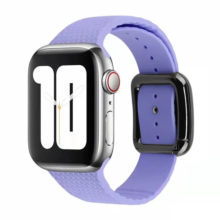 سوار ساعة سيليكون بإبزيم أسود لسلسلة Apple Watch، 7 بقياس 45مم / 6&SE&5&4 بقياس 44مم / 3&2&1 بقياس 42مم