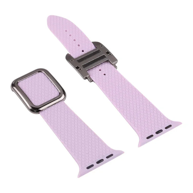سوار ساعة سيليكون بإبزيم أسود لسلسلة Apple Watch، 7 بقياس 45مم / 6&SE&5&4 بقياس 44مم / 3&2&1 بقياس 42مم