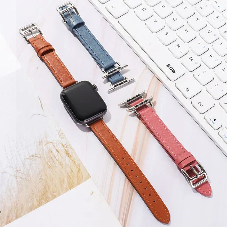 سوار ساعة من جلد البقر بعرض 14مم لسلسلة Apple Watch، 7 بقياس 41مم/6&SE&5&4 بقياس 40مم/3&2&1 بقياس 38مم، 7 بقياس 45مم/6&SE&5&4 بقياس 44مم/3&2&1 بقياس 42مم