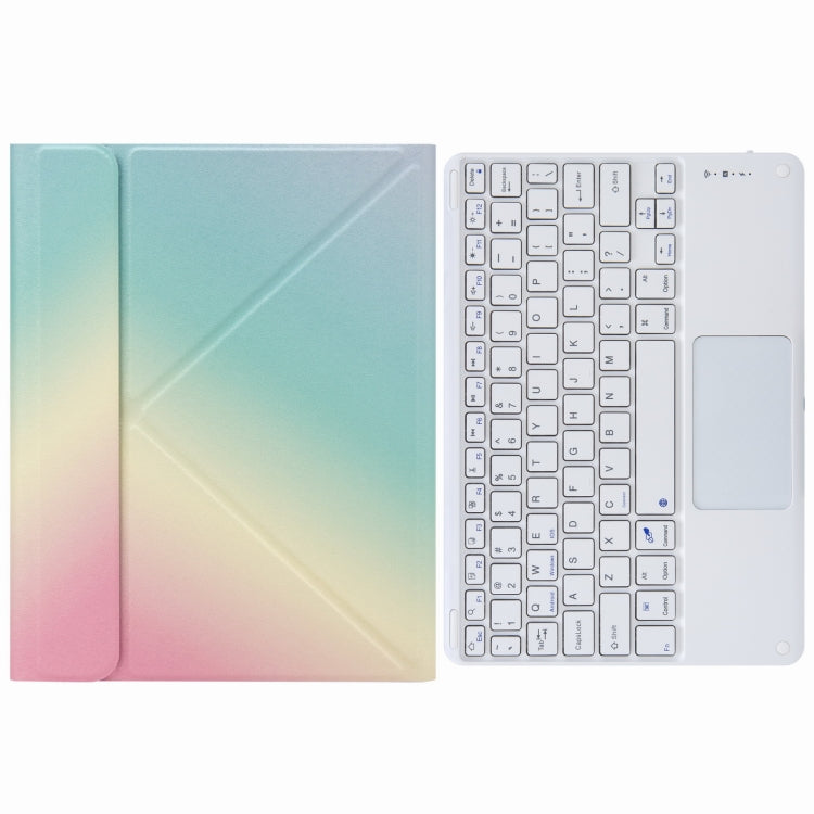 غطاء جلد لوحة مفاتيح بلوتوث تعمل باللمس مع حامل ثلاثي الطي من الخلف، لجهاز iPad 9.7 2018 و2017، لجهاز iPad Pro 11 بوصة 2021 و2020 و2018 / Air 2020 10.9