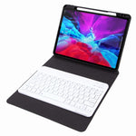 غطاء جلد لوحة مفاتيح بلوتوث مع حامل ثلاثي الطي من الخلف، لجهاز iPad 10.2 2020 و2019 / Pro 10.5 بوصة، لجهاز iPad 9.7 2018 و2017، لجهاز iPad Pro 11 بوصة 2021 و2020 و2018 / Air 2020 10.9