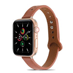 سوار ساعة من الجلد مع مسامير مزدوجة لسلسلة Apple Watch، 7 بقياس 41مم / 6&SE&5&4 بقياس 40مم / 3&2&1 بقياس 38مم، 7 بقياس 45مم / 6&SE&5&4 بقياس 44مم / 3&2&1 بقياس 42مم