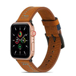 سوار ساعة من الجلد المطفأ مخيط لسلسلة Apple Watch، 7 41mm / 6&SE&5&4 40mm / 3&2&1 38mm، 7 45mm / 6&SE&5&4 44mm / 3&2&1 42mm