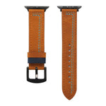 سوار ساعة من الجلد المطفأ مخيط لسلسلة Apple Watch، 7 41mm / 6&SE&5&4 40mm / 3&2&1 38mm، 7 45mm / 6&SE&5&4 44mm / 3&2&1 42mm