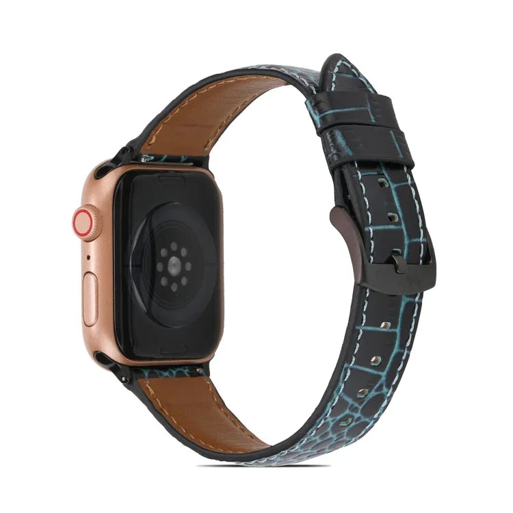 سوار ساعة من الجلد بنقشة تمساح لسلسلة Apple Watch، 7 41mm / 6&SE&5&4 40mm / 3&2&1 38mm، 7 45mm / 6&SE&5&4 44mm / 3&2&1 42mm