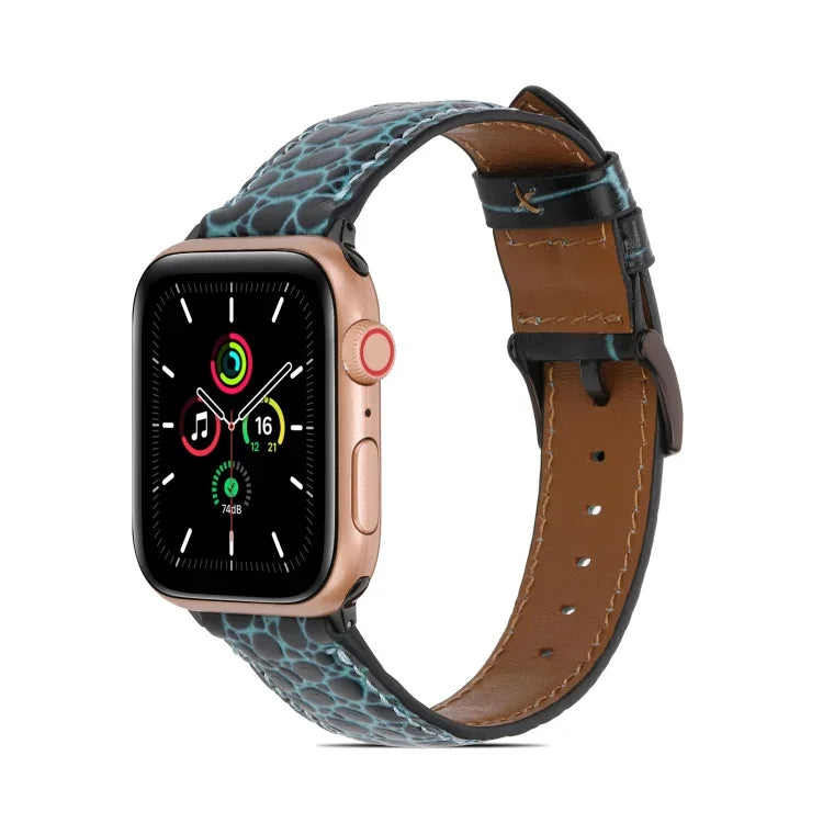 سوار ساعة من الجلد بنقشة تمساح لسلسلة Apple Watch، 7 41mm / 6&SE&5&4 40mm / 3&2&1 38mm، 7 45mm / 6&SE&5&4 44mm / 3&2&1 42mm