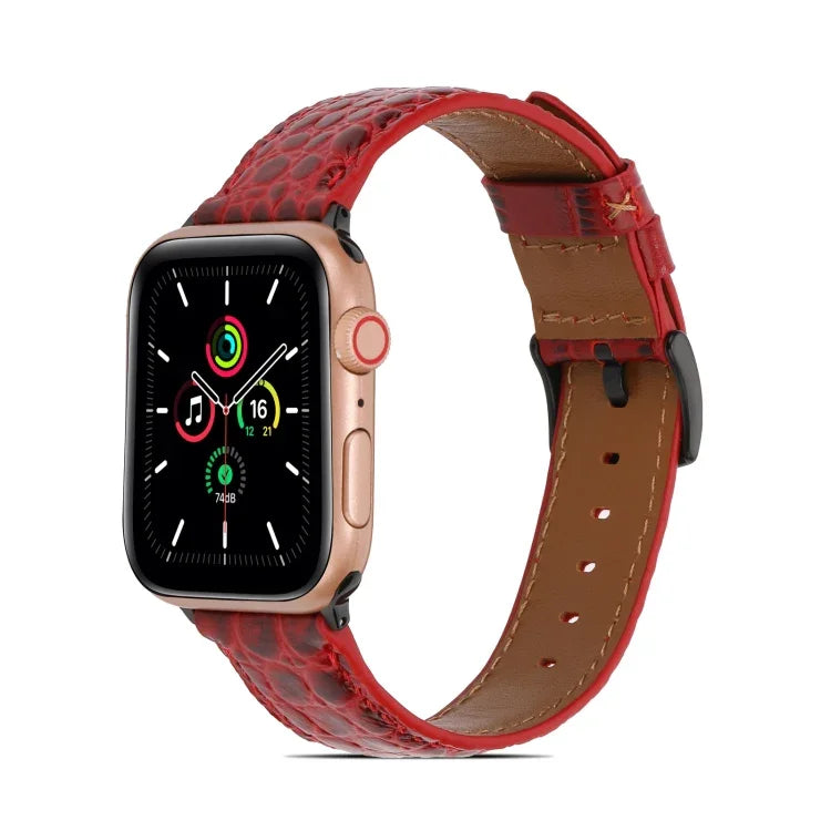 سوار ساعة من الجلد بنقشة تمساح لسلسلة Apple Watch، 7 41mm / 6&SE&5&4 40mm / 3&2&1 38mm، 7 45mm / 6&SE&5&4 44mm / 3&2&1 42mm
