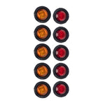 10 in 1 Truck Trailer LED Round Side Marker Lamp, A5010 Red Light, A5011 Amber Light, A5012 White Light, A5013 Red + Amber Light