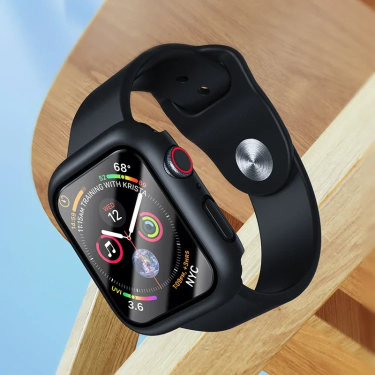 حافظة ROCK 2 في 1 بإطار PC + واقي زجاج مقسى، لسلسلة Apple Watch 9 / 8 / 7 41mm، لسلسلة Apple Watch 9 / 8 / 7 45mm